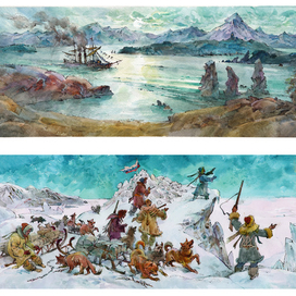 В.А. Обручев "ПЛУТОНИЯ" распашные иллюстрации