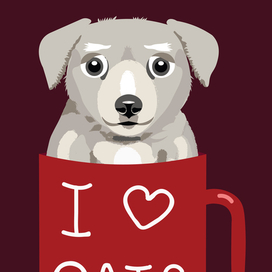 милый щенок в кружке