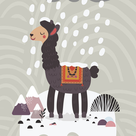 Безмятежная лама в горах  