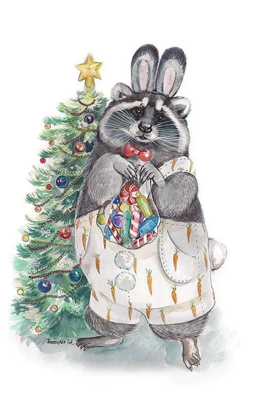 Первая ёлочка енота