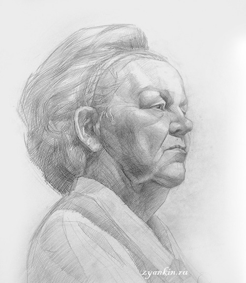 Карандашный портрет пожилой дамы