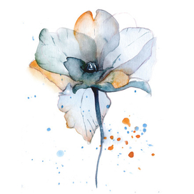 мак акварелью