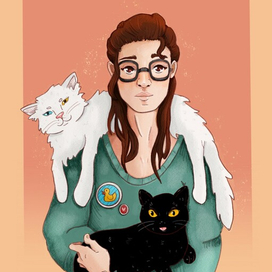Девушка с котиками