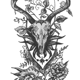 Тату с антилопой