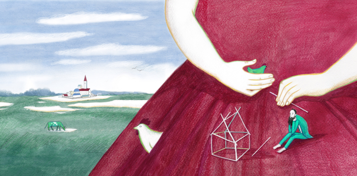 Иллюстрация к обложке книги Исаака Башевиса-Зингера "Уцл и его дочь Бедность" 