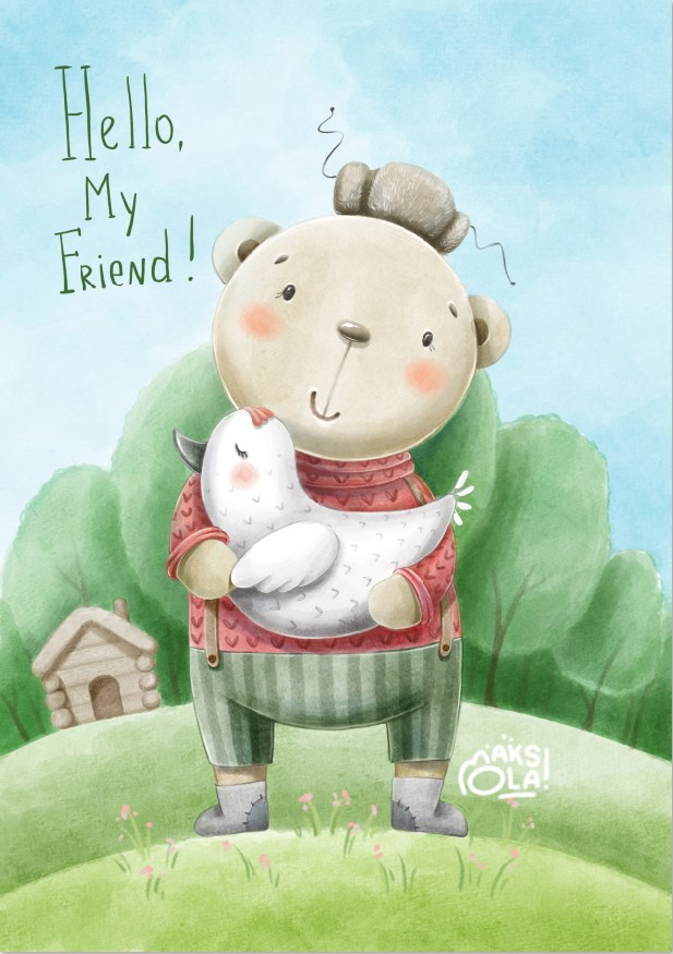 Мишка и курочка. 