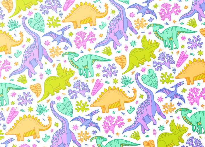 Funny dinosaurs. Seamless pattern. Illustrations for shutterstock