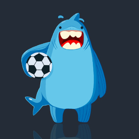 Акула-футболист. Бренд персонаж для упаковки с завтраком