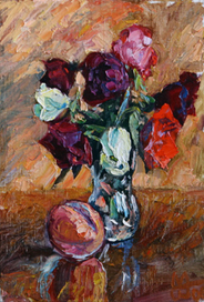 Розы и персик