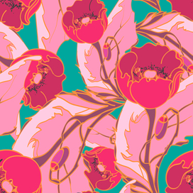 Бесшовная текстура с маками - 1