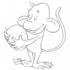 Обезьянка. Рисунок для упаковки сырков с кокосом.