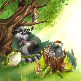 Однажды Лягушка, Енот и Удод...