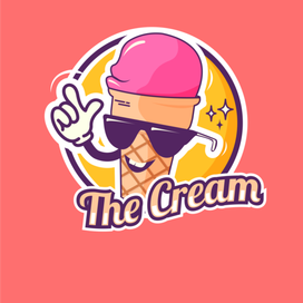 Иллюстрация, стикер для кафе мороженное