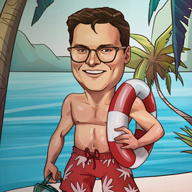 Шарж на пляже (цифровой)