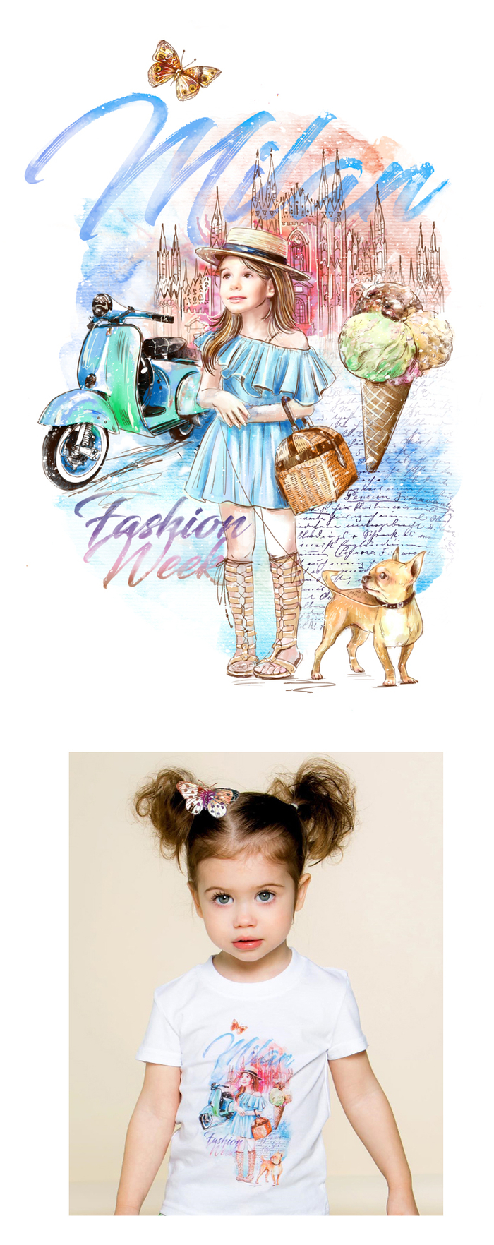 Девочка в Милане. Серия работ "Девочка в модных мировых столицах"