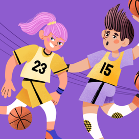 Баскеиболисты.Дети играют в баскетбол