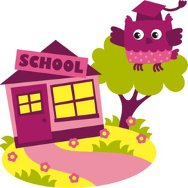 Сова - символ мудрости, сидит на дереве возле школы