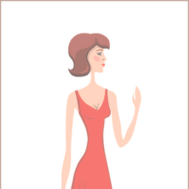 Рыжая девушка в красном платье