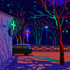 Пиксельный ночной пейзаж