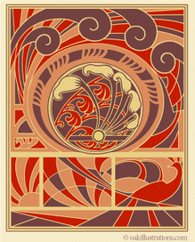 Декоративная графика, павлин