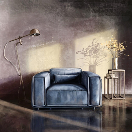 Иллюстрация кресла в интерьере