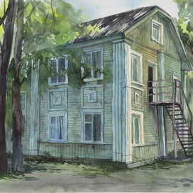 Дом с деревянными колоннами 