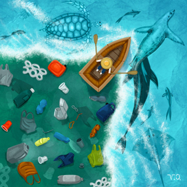 Save ocean; plastic pollution 