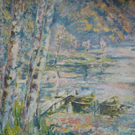 Осень, лодки после дождя.