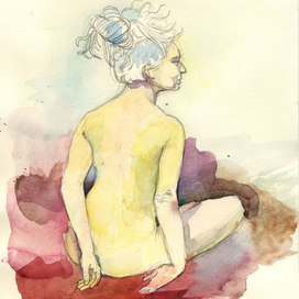 Изольда обнажённая (акварель)