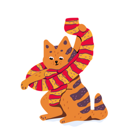 Полосатый кот с шарфом