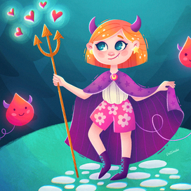 Девчонка чертёнок на поляне