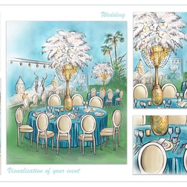 Визуализация свадебного банкета. 