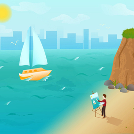 Художник на пляже