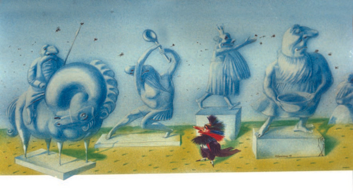 Пан клякса у памятников вождям.