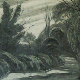 "Дорога к морю", тон. бум.,графит., цв. карандаш, 50x60, 2014 г.