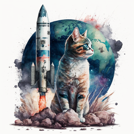 Кошка у ракеты