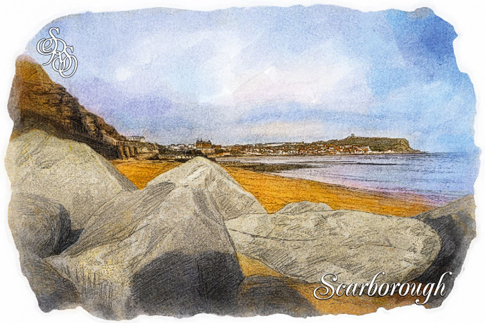Stones on the beach at Scarborough at low tide.Камни на пляже в Скарборо во время отлива