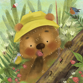 Мишка летом. Иллюстрация на заказ. 