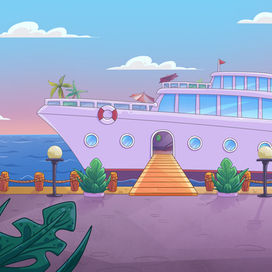 Причал с кораблем