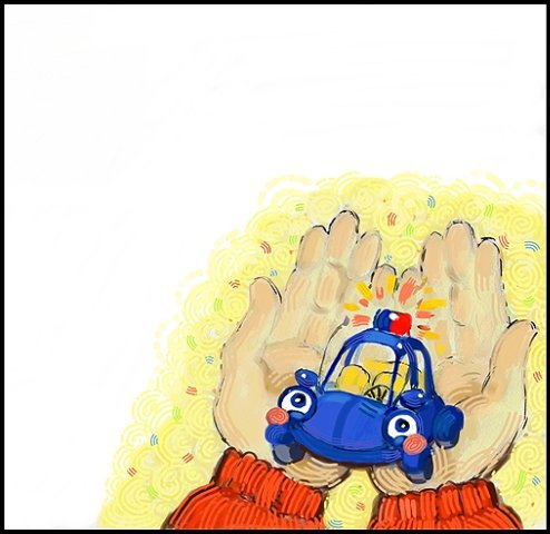 Про автомобильчик. Иллюстрация к книге Ю. Морзеева.