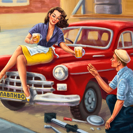 иллюстрация в стиле ретро для оформления пивного паба