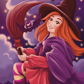 Обложка для раскраски «Очаровательные ведьмы» для издательства Бомбора
