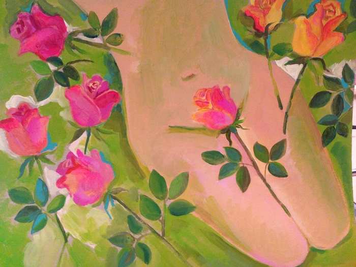 обнаженная в розах