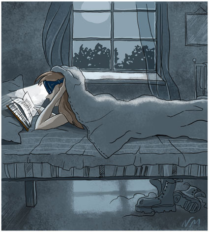 Чтение под одеялом.