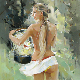 Девушка с клеткой