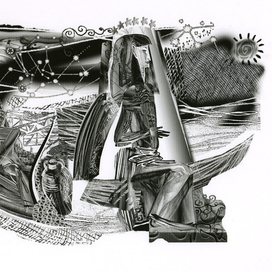 Разворотная иллюстрация к роману Милорада Павича "Хазарский словарь"