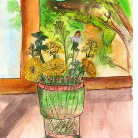 Весенний букетик с одуванчиками