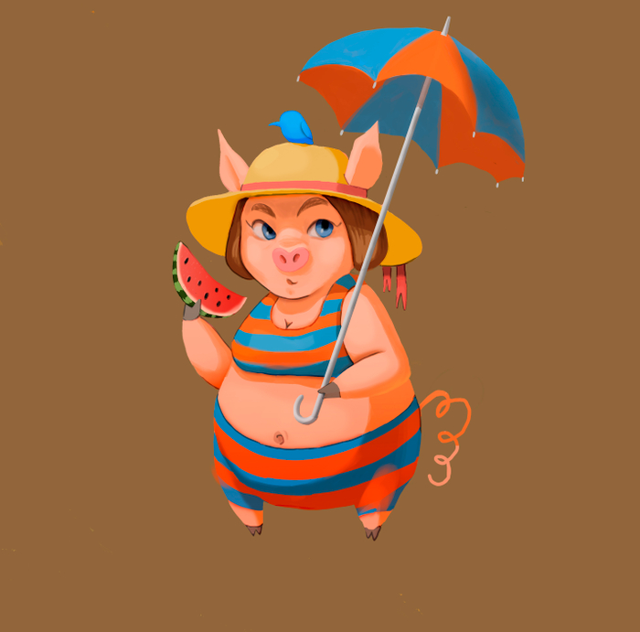 Хрюша на пляже