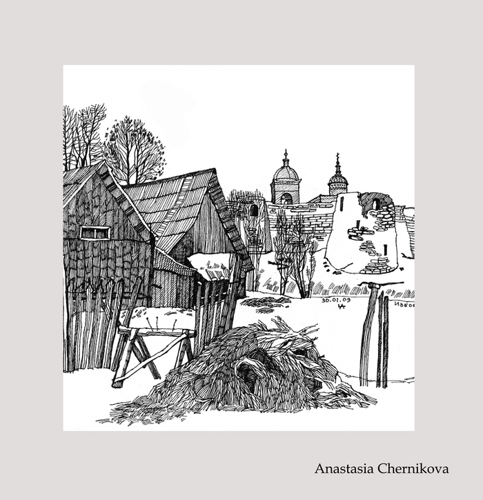 Зима. Изборск.