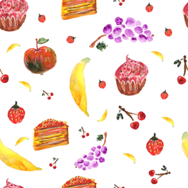 "Сладкий" акварельный паттерн